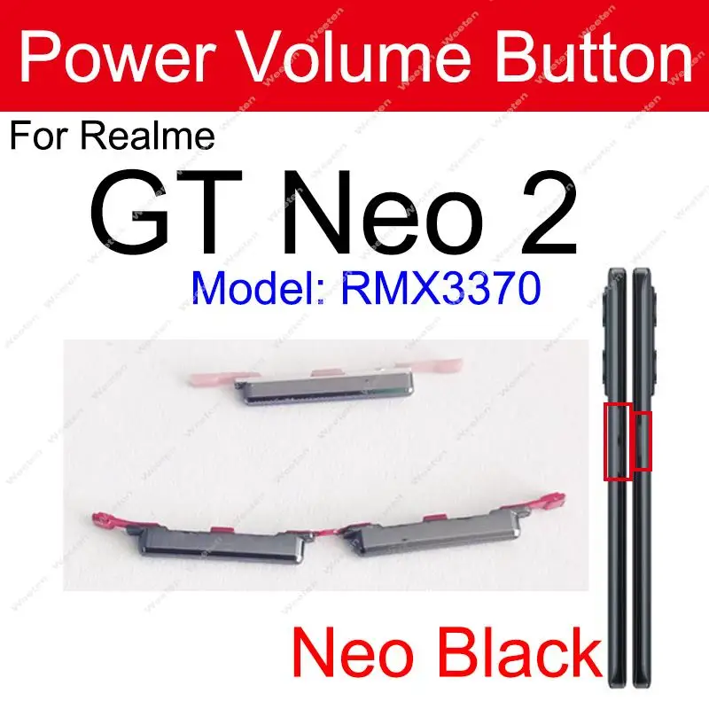 For Realme GT GT NEO 2 Neo 2T GT Master Explorer 5G Side Power Volume Keys Small Buttons Flex Cable Replacement