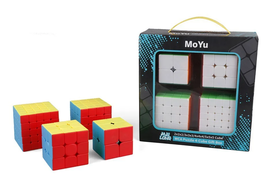 MoYu Speed Cube 4pcs Set Gift Pack Magic Cube Set 2x2x2 3x3x3 4x4x4 5x5x5 Triangle Dodecahedron Mastermorphix Speed Puzzle Toys