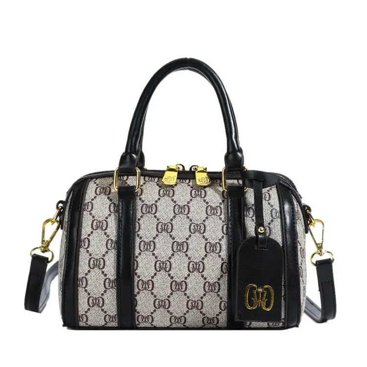 Vegan Leather Tote Bag Detachable Strap Boston Style Gym/Casual Essentials Compact Design Zipper Closure Purse