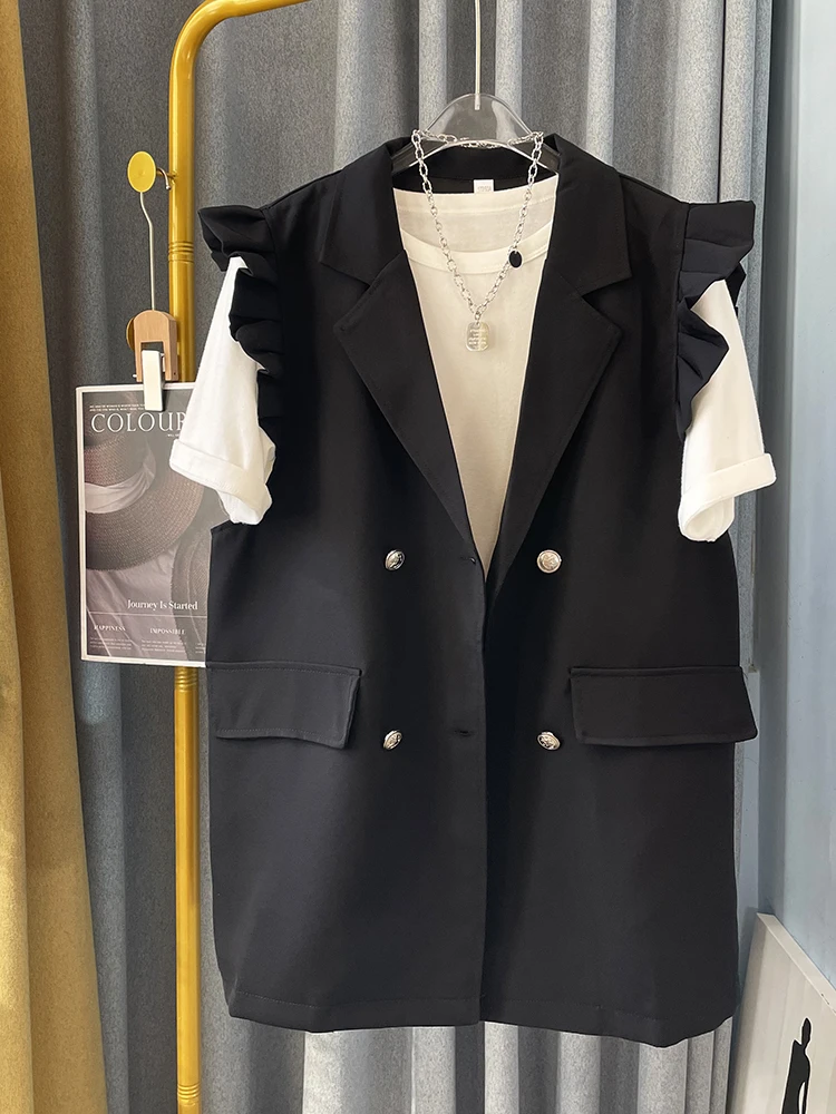 

Модный женский жилет на весну-осень, новая верхняя одежда премиум-класса с цветочной кружевной отделкой, укороченный жакет