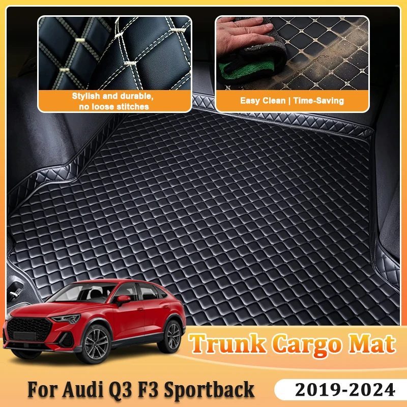 Kofferraummatte für Audi Q3 F3 Sportback Zubehör MK2 2019-2024 Auto Maßgefertigte Fußmatten Teppichbezug Innenzubehör