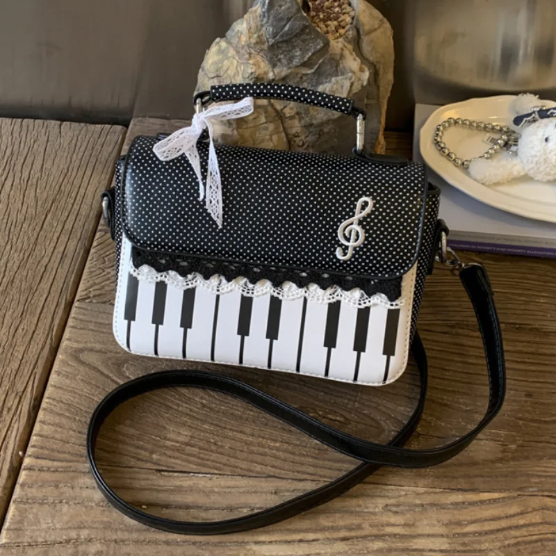 

Fashion Polka Dot Piano Bag New Sweet Versatile Underarm Bag Single Shoulder Bag Piano Backpack Women's Bag Square Bag Handbag