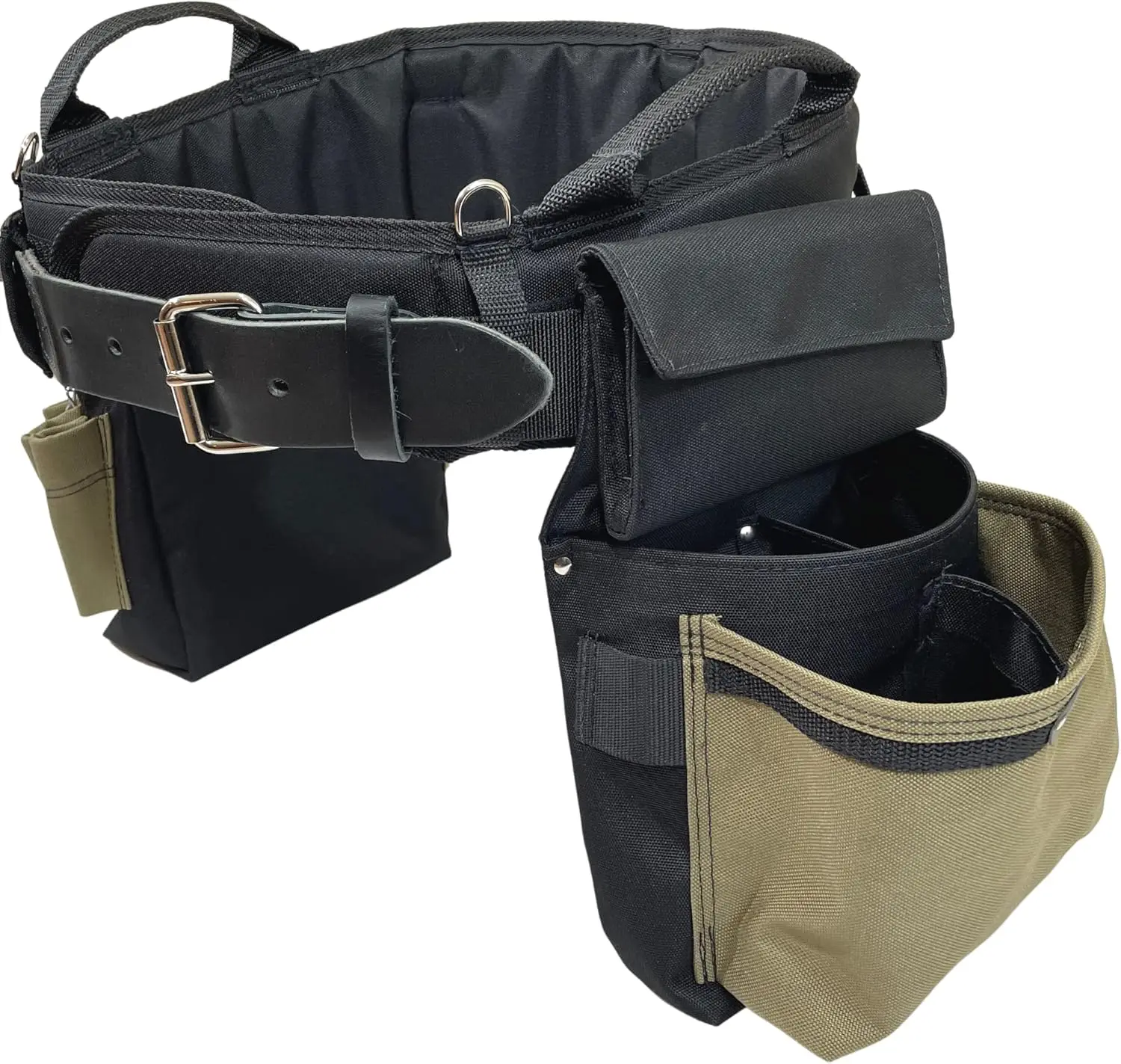 Ultimate Electrician's MAX Combo with Comfort Back Support Tool Belt, Leather Belt Buckle, Heavy Duty Work Belt, Tan