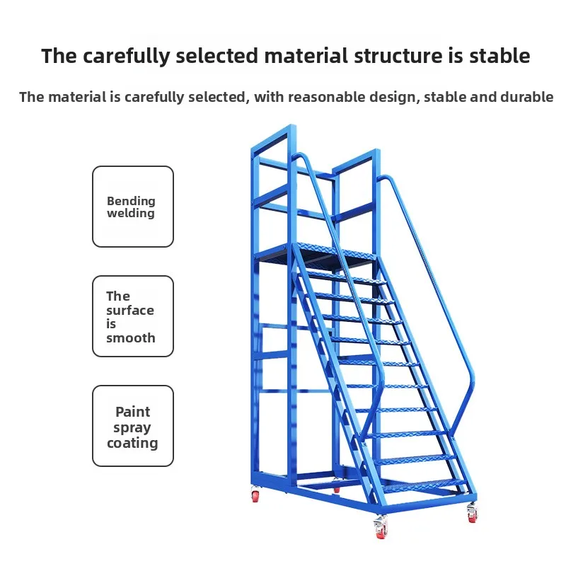 

Supermarket loading mobile climbing car tally mobile wheeled ladder