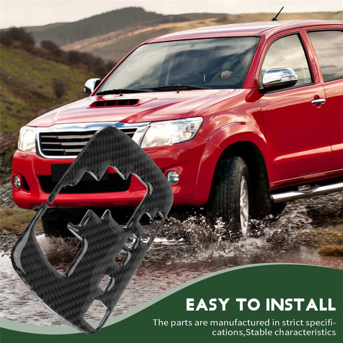 AT77 สําหรับ Toyota HILUX 2015-2021 คาร์บอนไฟเบอร์เกียร์รถเกียร์ SHIFT PANEL จัดแต่งทรงผมรถภายในรถ