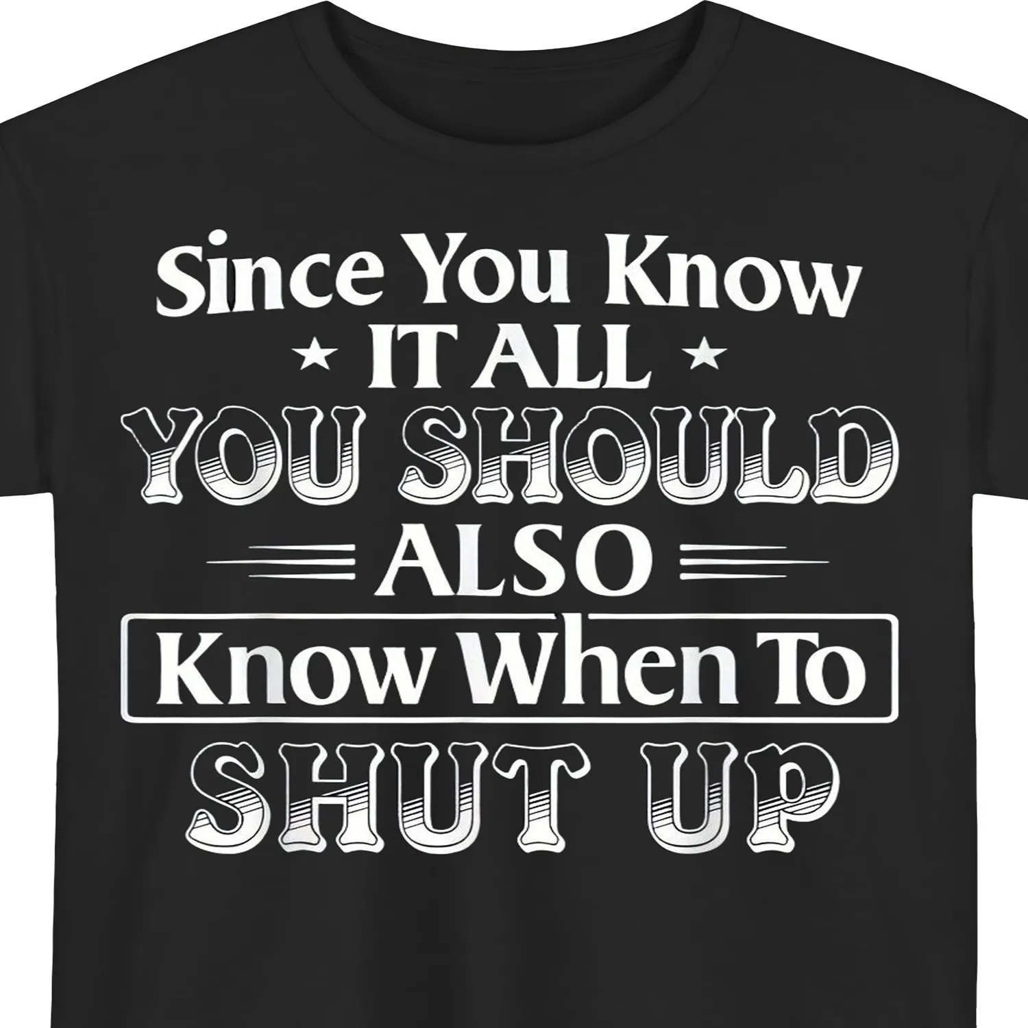 Men'S Since You Know It Yo Shut Up Funny T-Shirt _ Casual Short Sleeve, Black with White Text Graphics, Street Style Tee for Summer, Comfortable Fit, Round Neck, Streetwear Fashion Retro Graphic Shirt, Holiday Tshirt