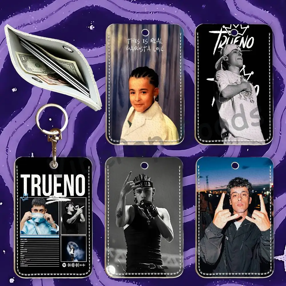 T-Trueno Argentine Rapper Singer PU Leather Holder For Bank Business Work Card Holder Student Card Case Bus Card Keychain
