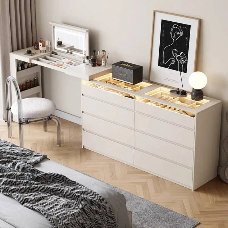 المهنية الشمال الغرور الجدول الفتيات مرآة المنظم صالون الغرور الجدول الأسود Tallboy Coiffeuse دي Chambre الأثاث