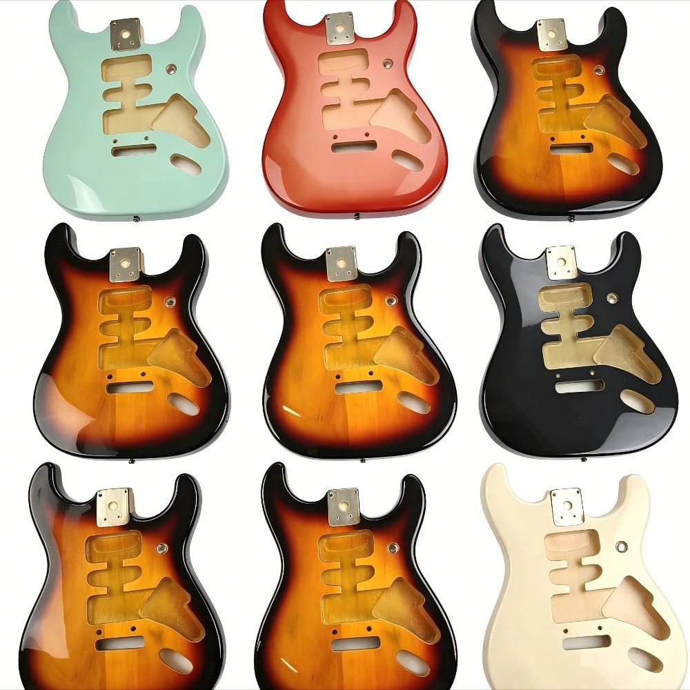 

Gloss Red / Sunburst ST Guitar Body, Paulownia Wood, Gloss Finish, HSH Routing for ST Style Guitar