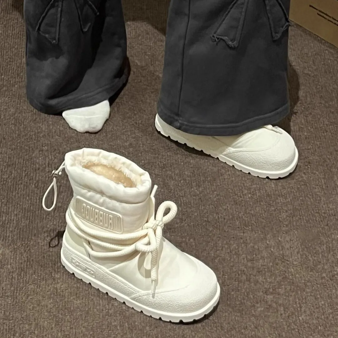 

Зимние зимние ботинки, женские ботинки, роскошные пушистые ботинки из искусственного меха, зимние непромокаемые лыжные ботинки на шнуровке