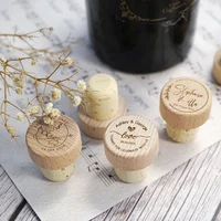 Custom 10/50/100pcs Wine Cork Stoppers Wedding Party Thank You Favors for Guest Engraved Wooden Bottle Cork Stopper 5