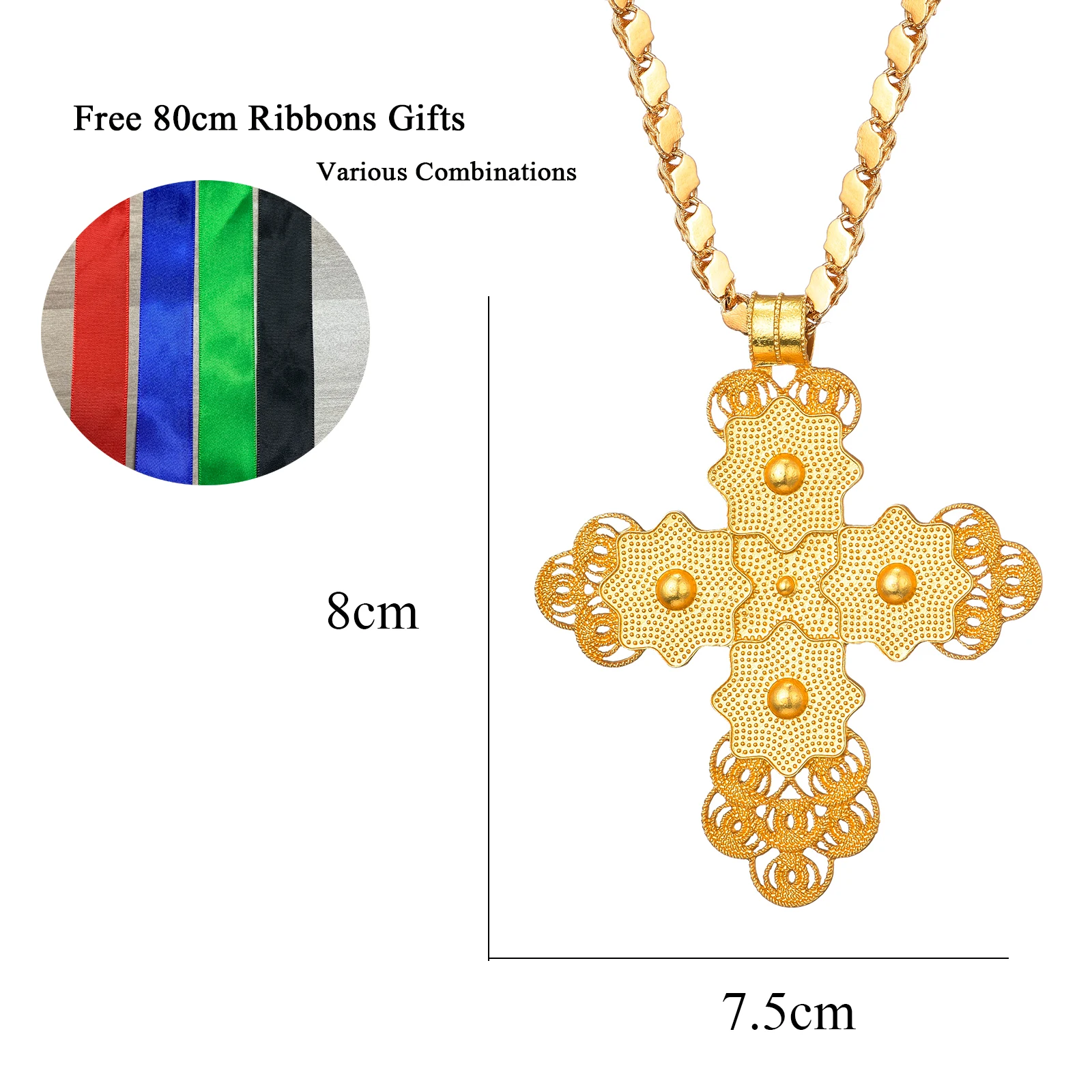 Ethlyn African Ethiopian Gold Color  Pendant chain Necklace female male wedding party jewelry MY703B