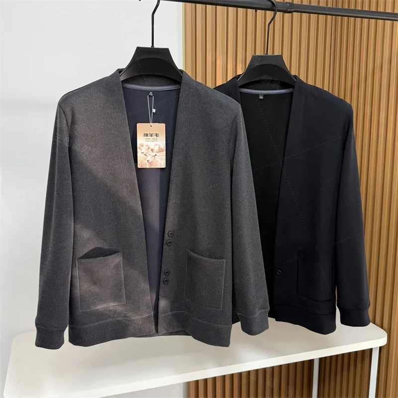 

Men's Autumn Winter V-ne Knitted Cardigan Mixed Woolen Blend 3D Knitted Versatile Faion Urban Sle Long Sve Casual Wear
