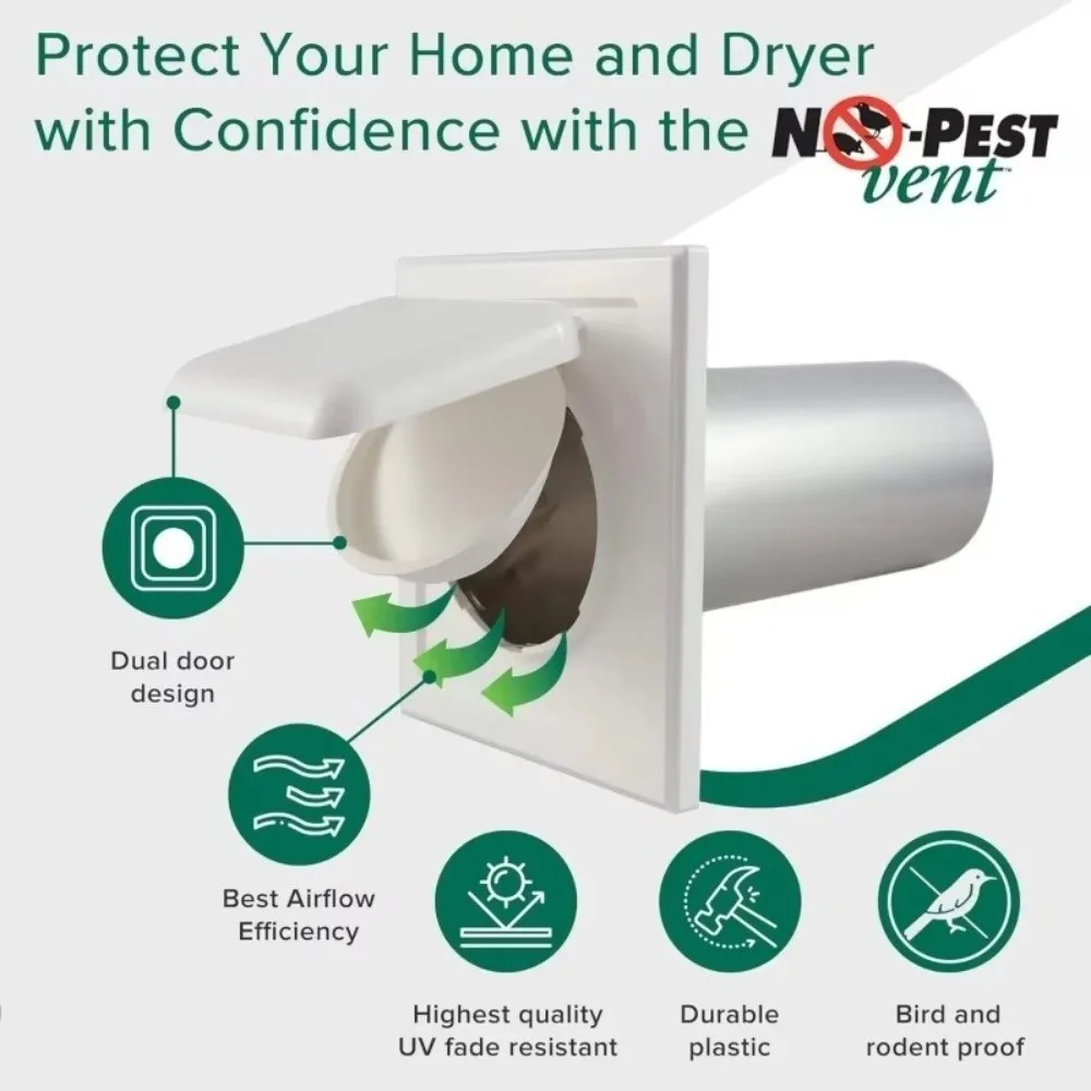 Plastic Dual Door Dryer Vent Cover with Screws Square Shape Air Conditioner Air Outlet Easy Install Air Circulation