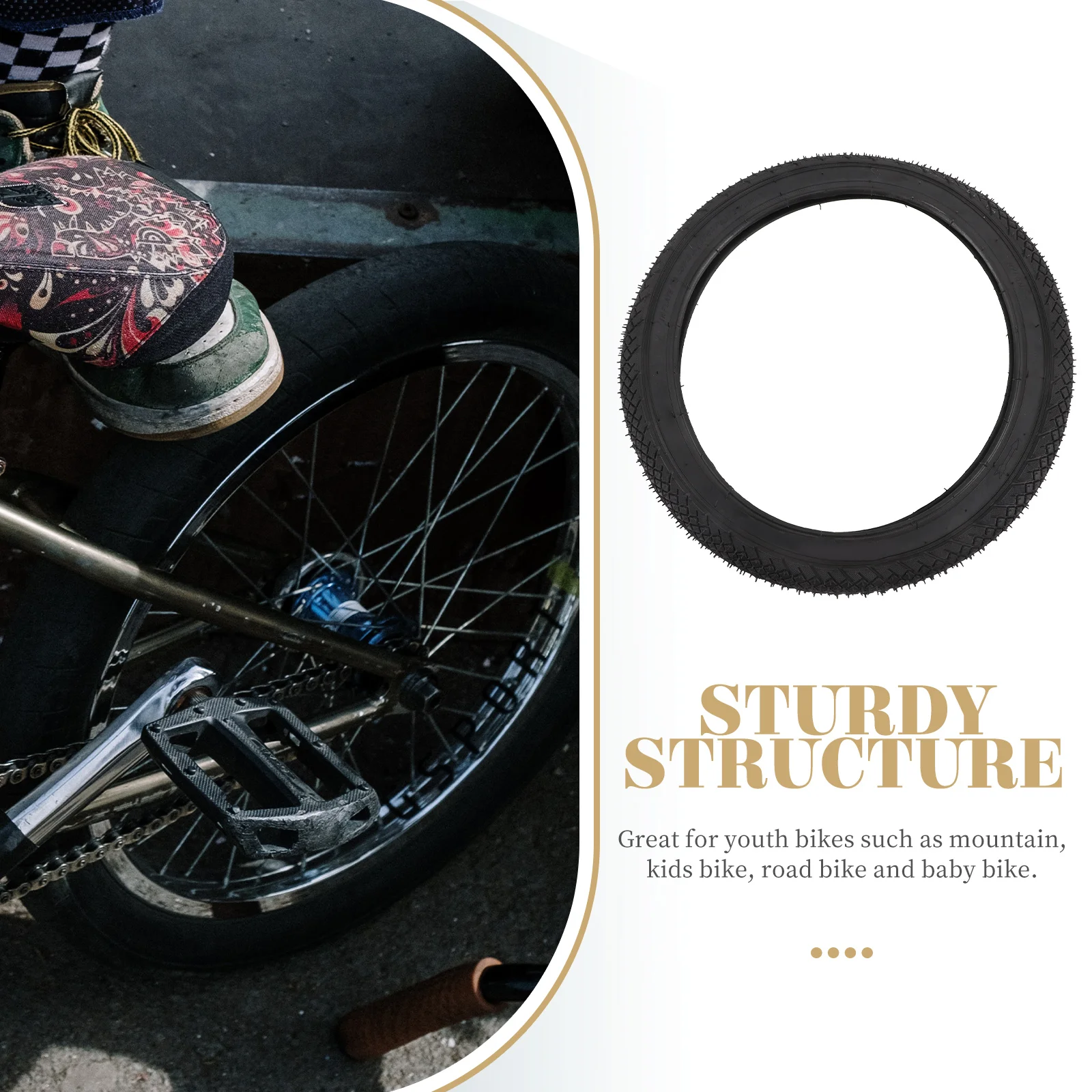 

Childrens Bicycle Tires Kids Tire Replacement Solid Shockproof Rubber Plus Ply Acidresistant Wear-resistant Longlasting Mountain