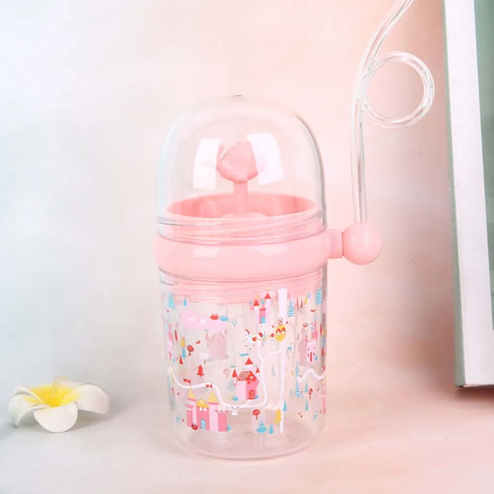 250ml Portable Cartoon Funny Whale With Straws Drinking Cup Plastic Feeding Bottles Children Water Cups