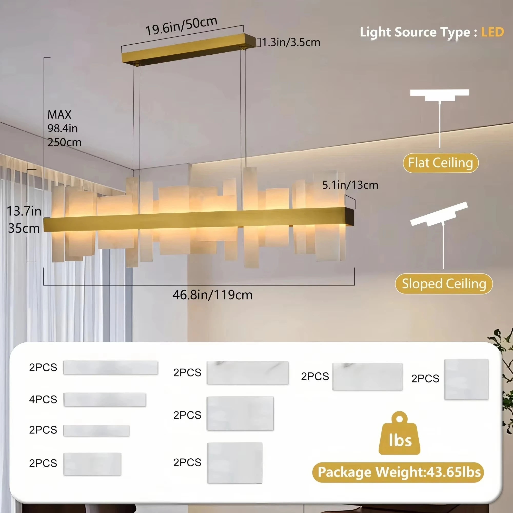 Spanish Marble Pendant Light Dining Table Alabaster Led Ceiling Chandeliers For Kitchen Living Room Bedroom Villa Hanging Lamp