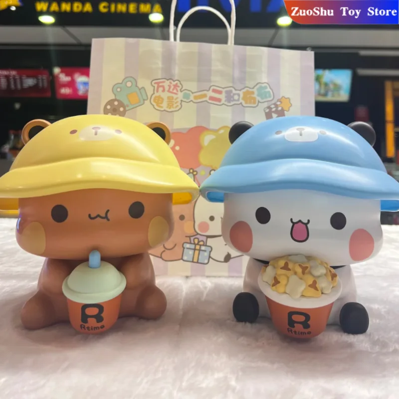 

Kawaii Bubu And Yier Popcorn Bucket Storage Box Cart Cute Crossbody Bag Storage Bin Model Ornament Collectible Toy Model Gifts