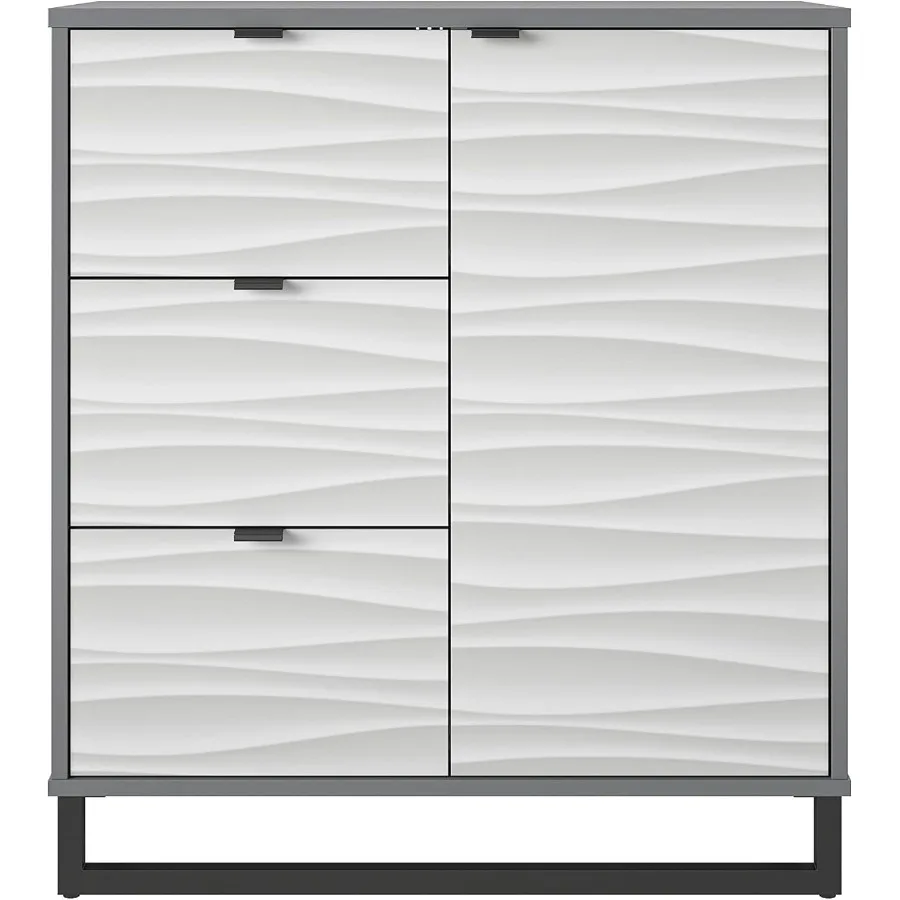 

Home Monterey 1-дверный шкаф с 3 ящиками и акцентом, узор из искусственной волны с графитом