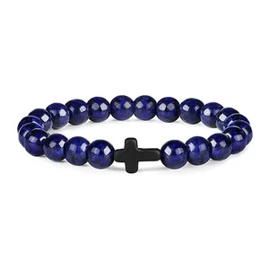 Hombres de oración Pederos de piedra natural Rosario Hematita Cross Cross Cross Onyx Meditation Pulsera Mujeres Joyas de yoga Homme pulsera 12 mejores brazaletes de ventas Nepal - №1
