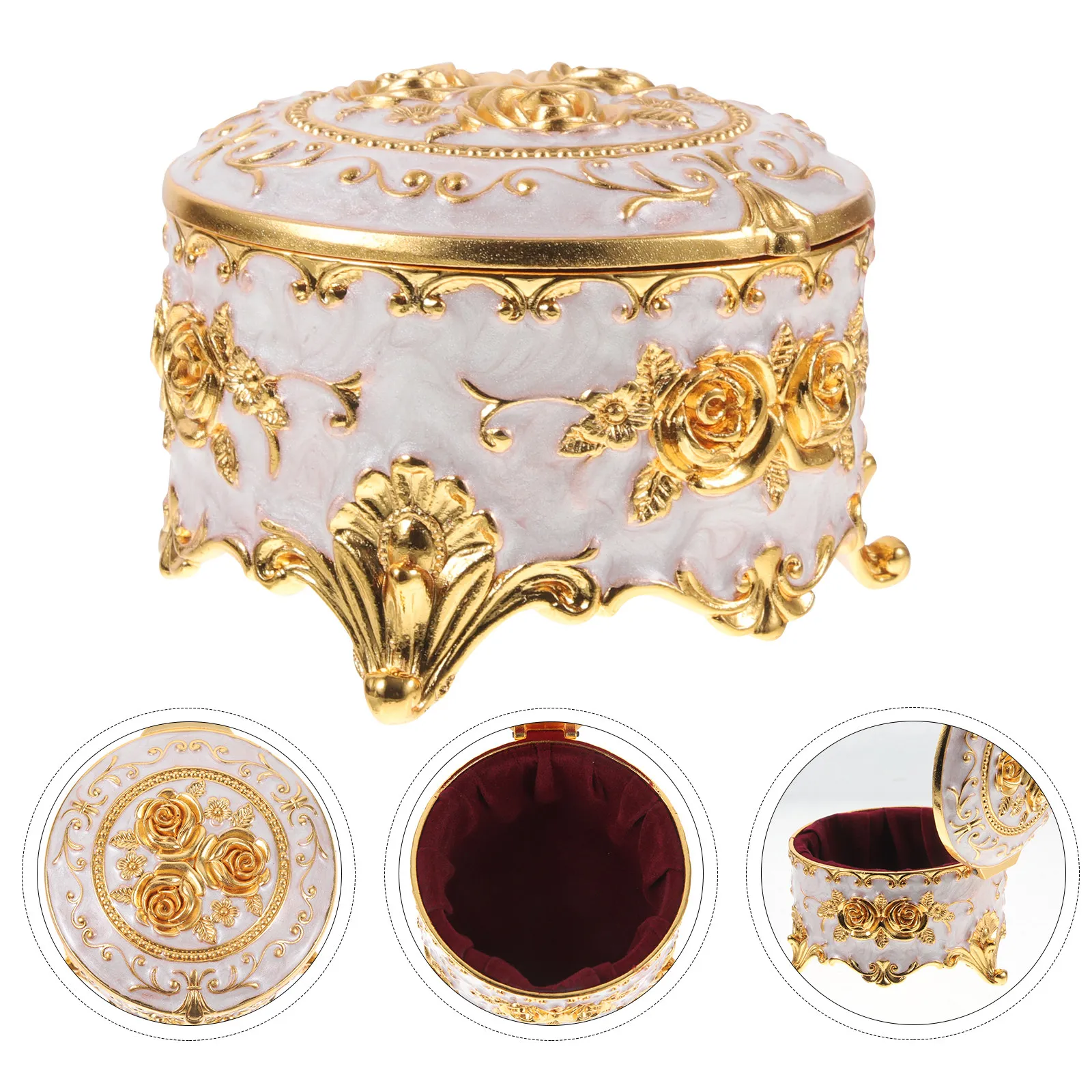 

Jewelry Storage Retro Alloy Desktop Jewelry Storage Box Design Smooth Surface For Earring Necklace Organizer Desktop Decorative