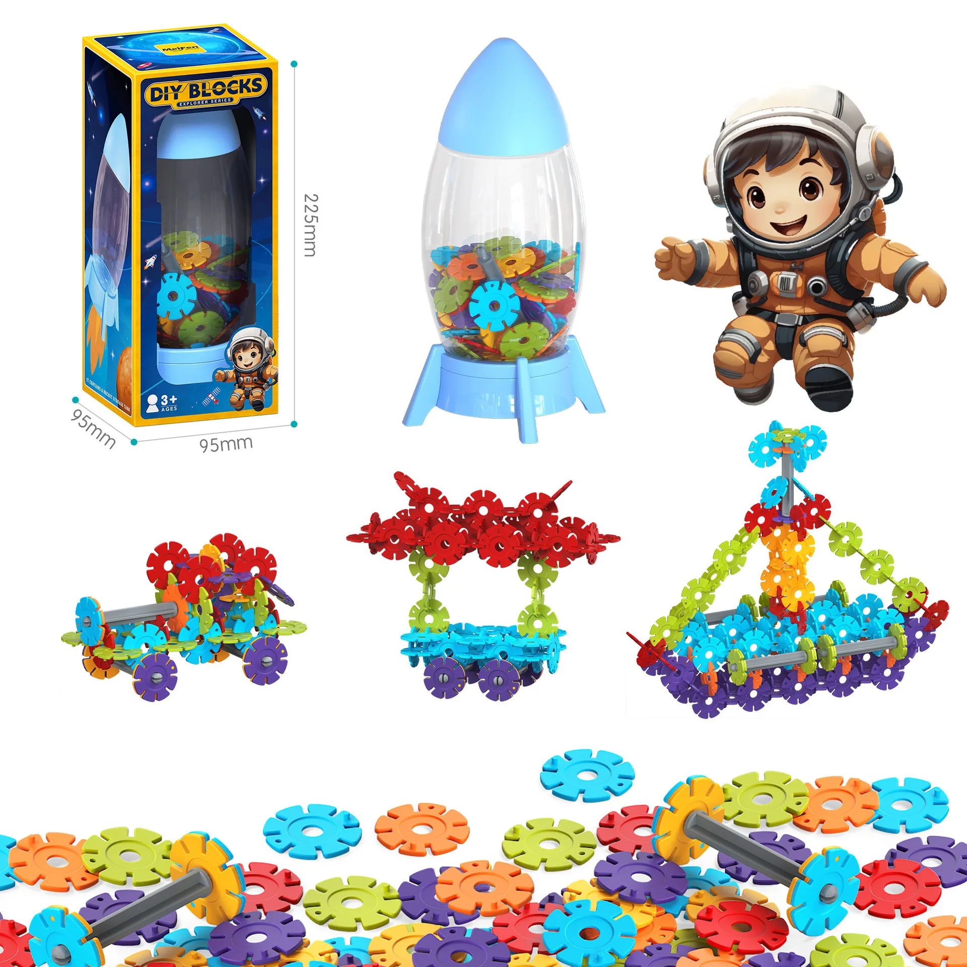 Rainbow Color Rocket Jar Storage Patchwork Building Blocks Gift Box Set Kindergarten Educational Indoor Toys 521528