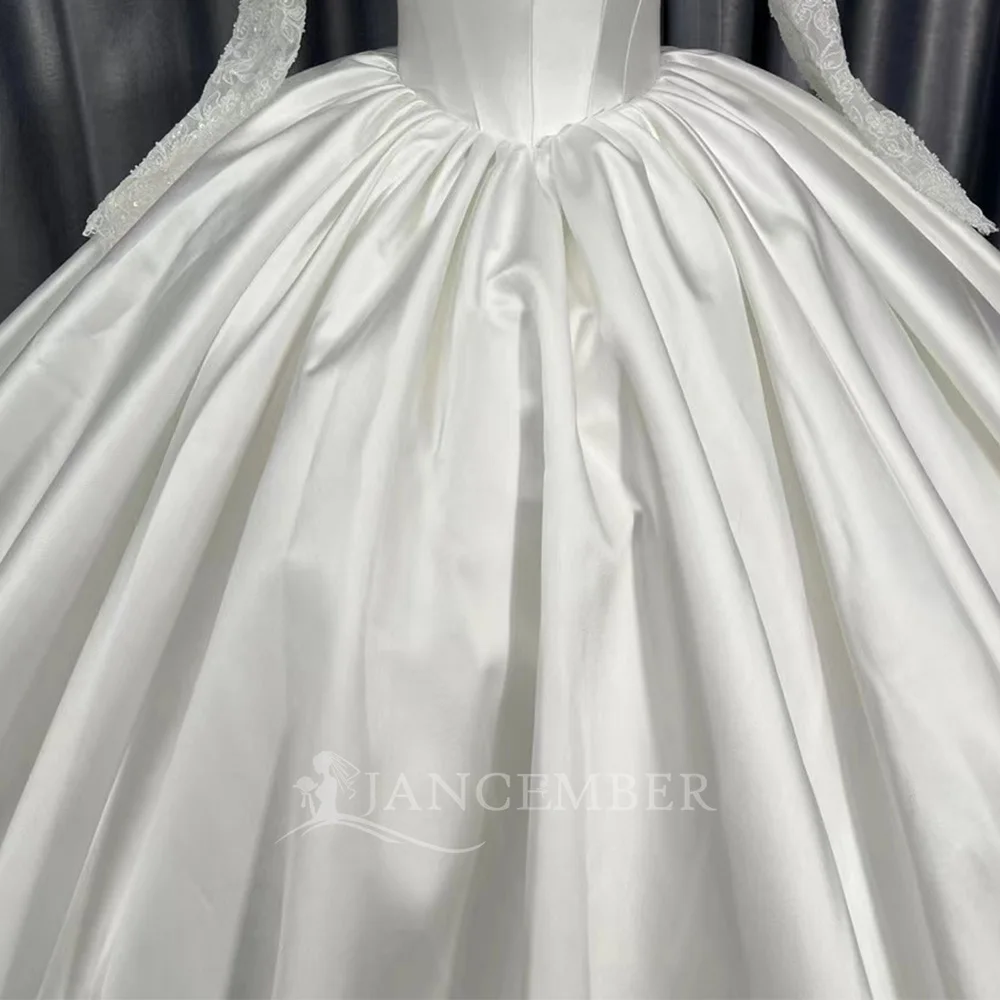 Customized Shiny Princess 2025 New Design Bohemian Wedding Dresses Satin Promotion Long Sleeves Bridal Gowns Vestido De Novia