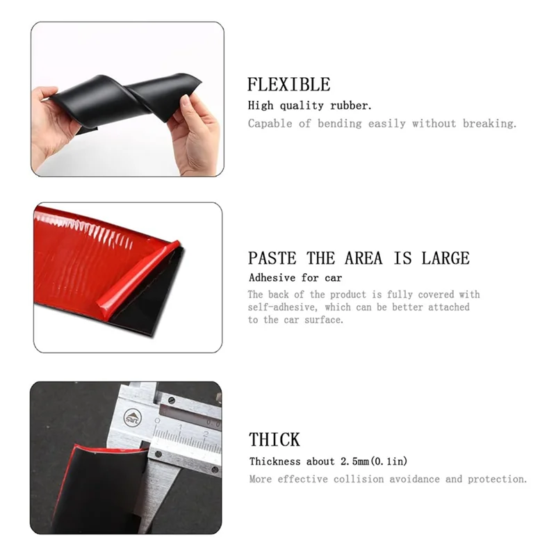 

VC-Innovative-2Pcs 8.2Ftx3.15In Side Skirts For Cars Universal,Universal Rubber Anti-Scratch Side Skirts Edge Guards.Protector
