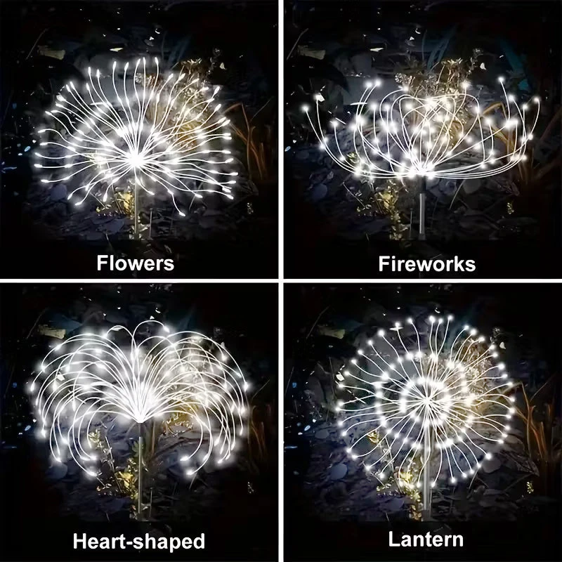 Solar Firework Ground Socket Lights Outdoor LED Lawn Fairy Lights Waterproof Garden Decor  for Patio Pathway Yard Balcony