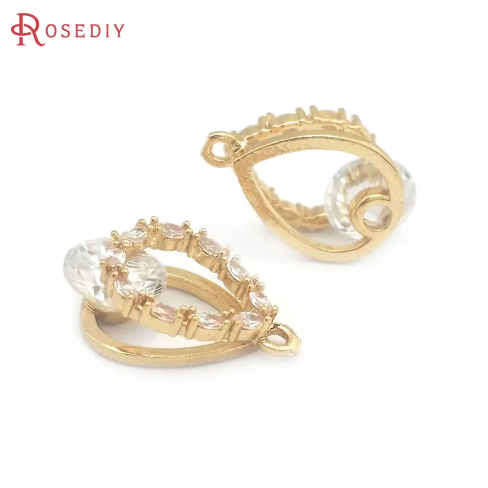 

6PCS 18K Gold Color Brass and Zircon Drop Charms Pendants High Quality Diy Jewelry Making Supplies Necklace Earrings Accessories