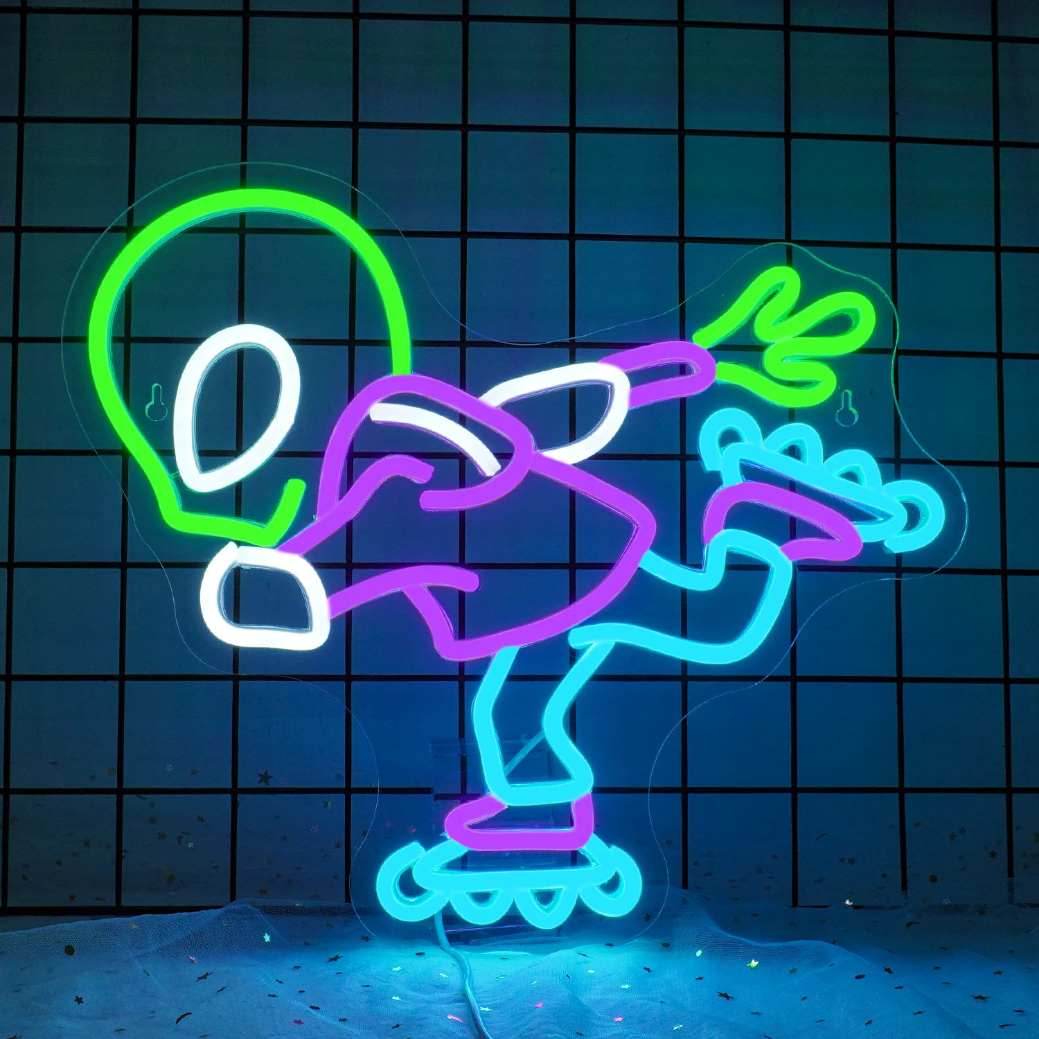 Alien Skating Neon Led Sign Funny Dimmable LED Lights USB Powered Neon Lamp Wall Light Up Sign For Gym Skate Sport Club Art Logo