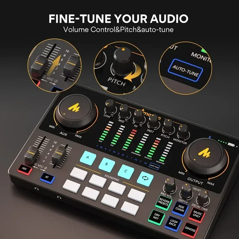 hot sale Equipo de interfaz de Audio para Podcast, tarjeta  sonido estudio con micrófono condensador XLR  grabación en Stream