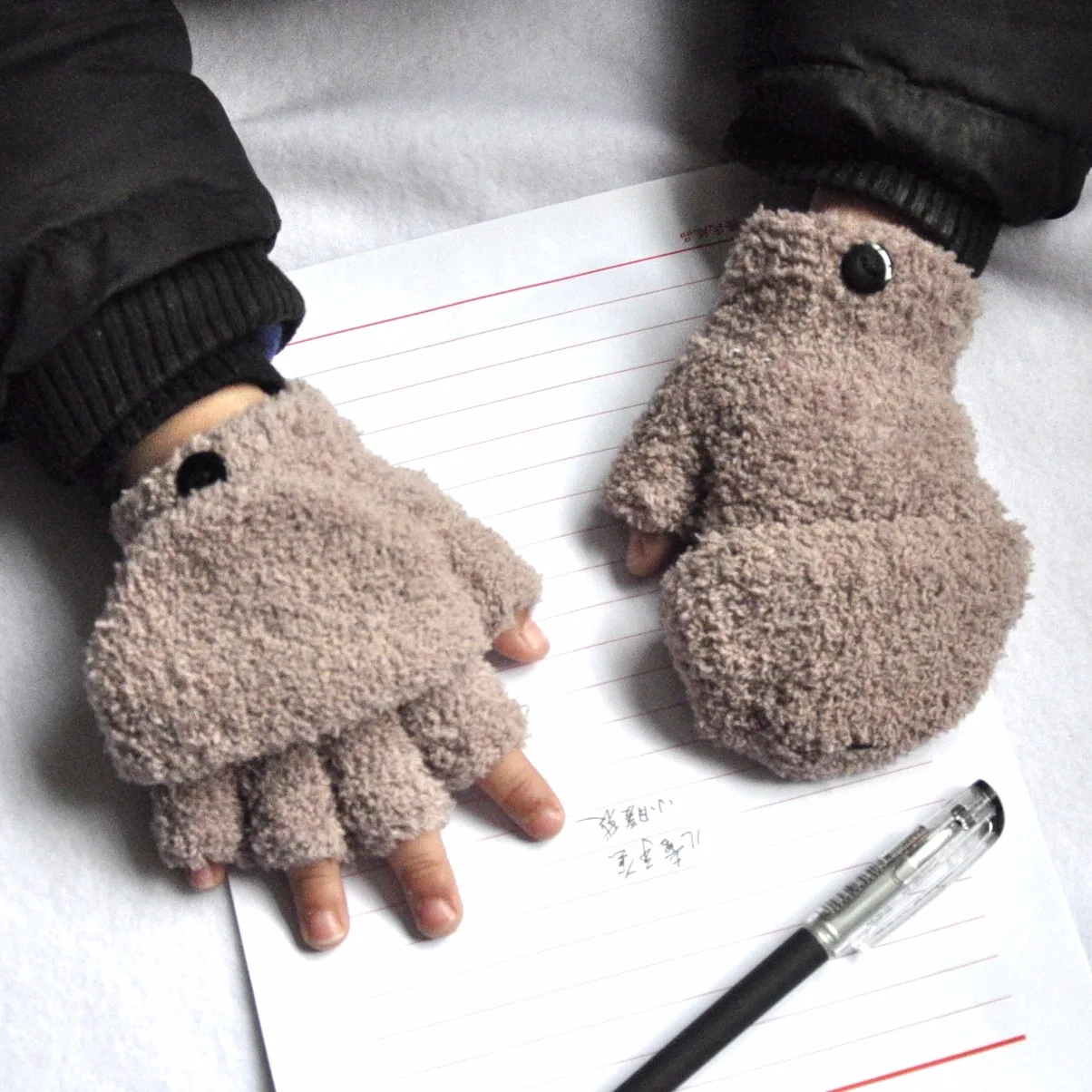 Gants en Peluche Épais et Chauds pour Enfant de 5 à 11 Ans, Mitaines d\'Hiver pour Élèves et Étudiants