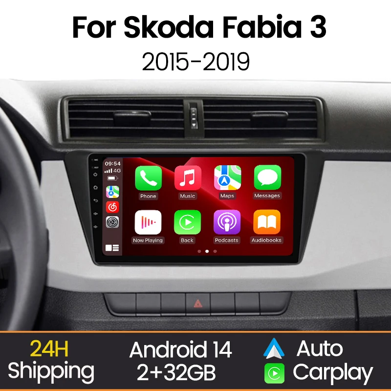 Android 2 DIN Car Radio Stereo for Skoda Fabia 3 III 2015 2016 2017 2018 2019 Carplay Auto Multimedia Player Wifi GPS Autoradio