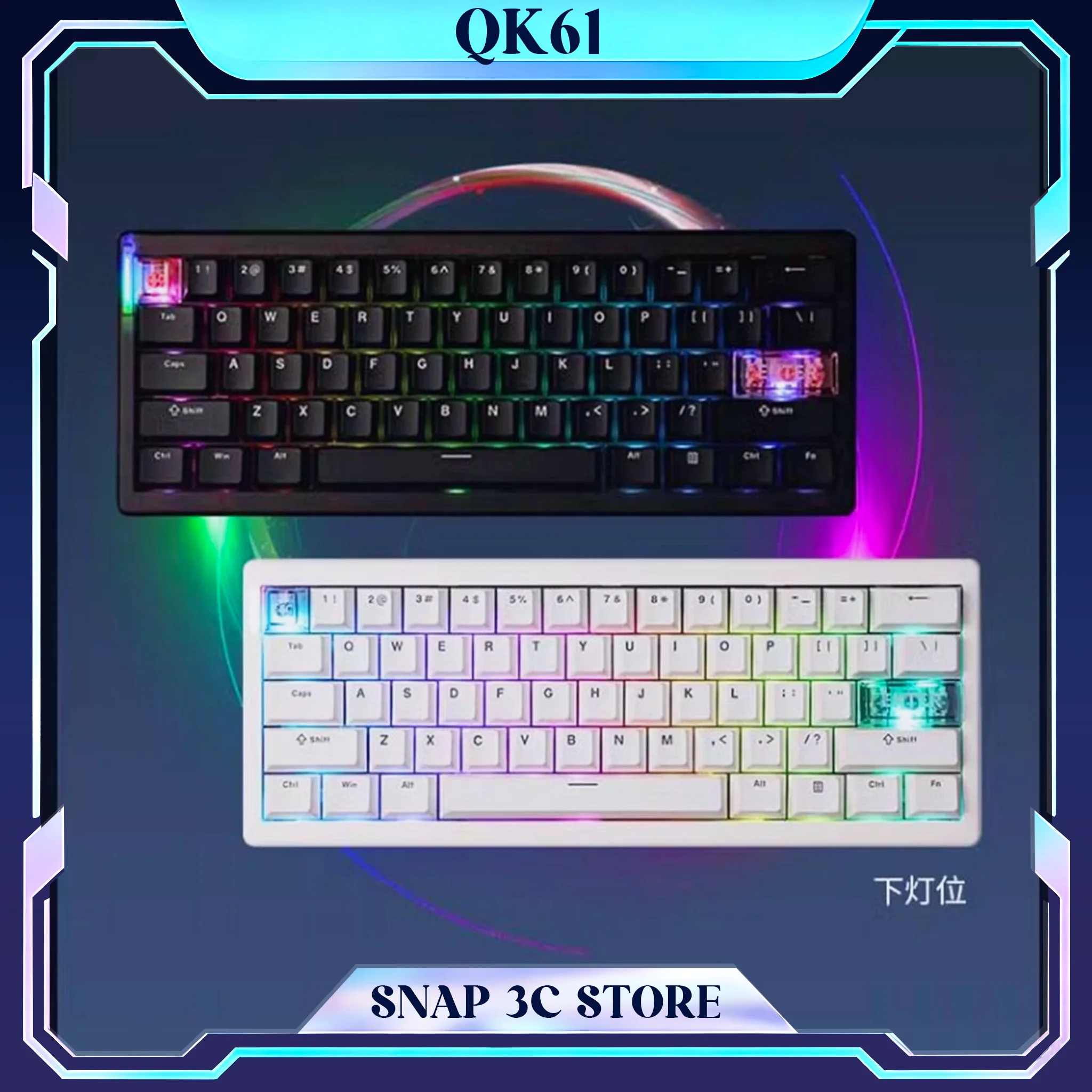 

QK61 61 keys Mechanical Keyboard VIA QMK Programmable Tri-mode Bluetooth 2.4G Wireless Hot Swap Portable Gaming Keyboard Mac