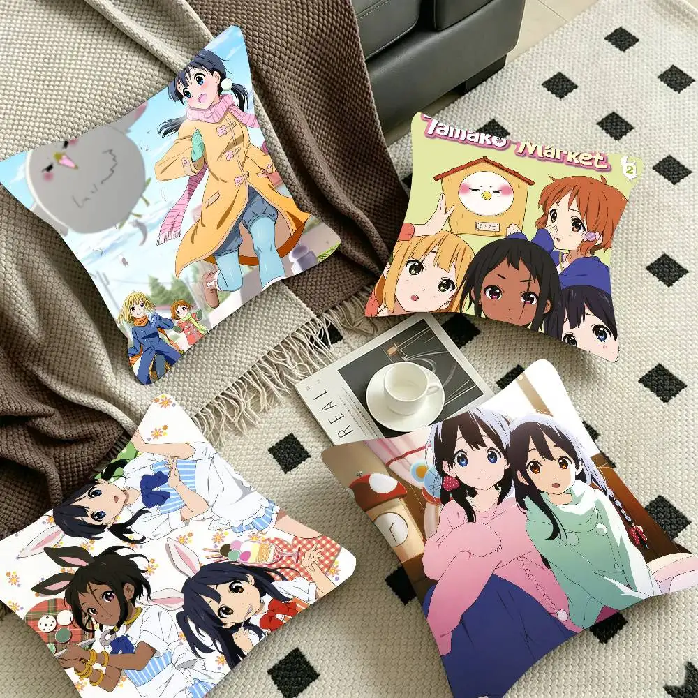 Anime T-Tamako Market Pillow Case Fashion Square Pillowcase Bedroom Sofa Room Ins Decoration Leisure