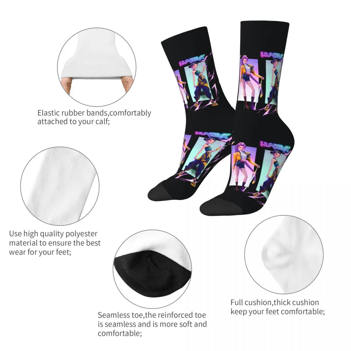 Demon Hunters Anime Band Socks Autumn Stockings Funny Unisex Warm Soft Socks Graphic Outdoor Non Slip Socks