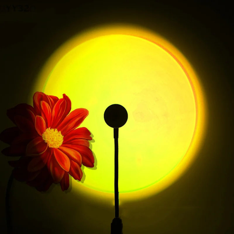 maveraYY32 Lampada de puesta de sol LED Luces nocturnas Proyector USB Decoración de fiesta de cumpleaños Luces de humor para dormitorio Sala de estar Fotografía de pared