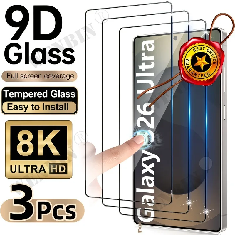

Защитное стекло из закаленного стекла (3 шт.) для Samsung S26 Ultra Edge Plus, Galaxy S25, S24, A57, A37, A17, A27