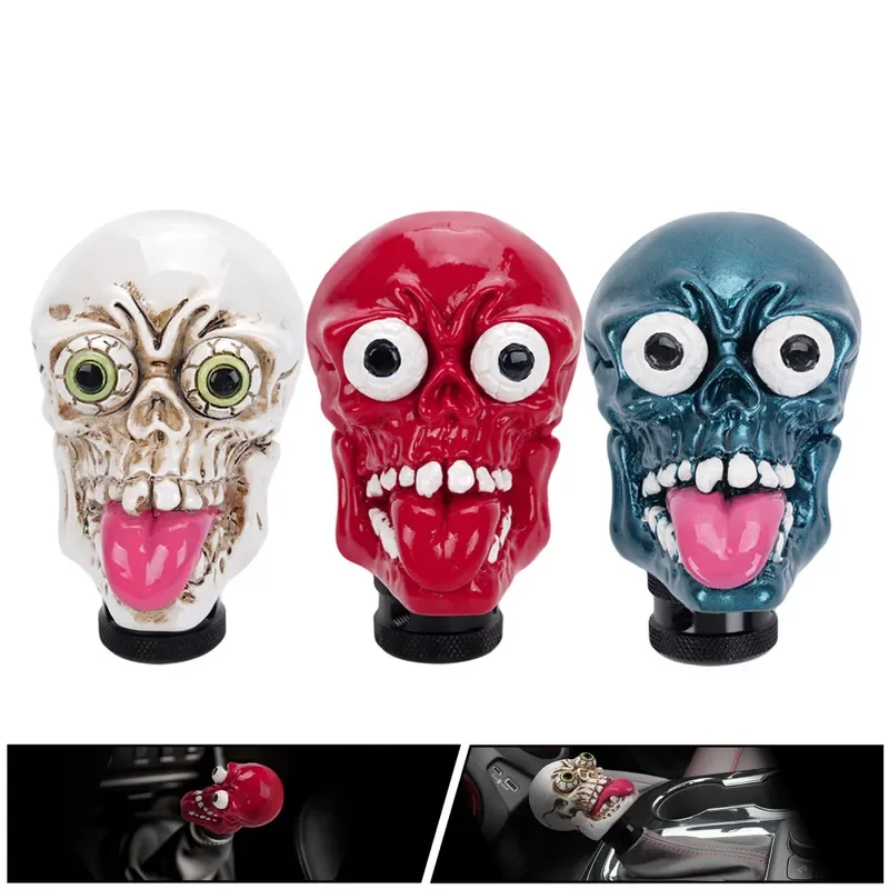 for Halloween Personalized Variable Speed Gear Shifter Car Interior Tongue Sticking Out Eye Popping Skull Gear Head