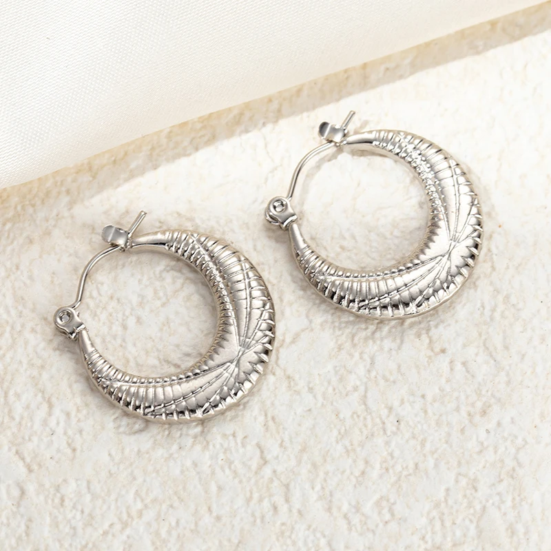 ANENJERY 316L Stainless Steel Irregular Flower Patterns Earrings for Women Creative Simple Jewelry Gifts Wholesale