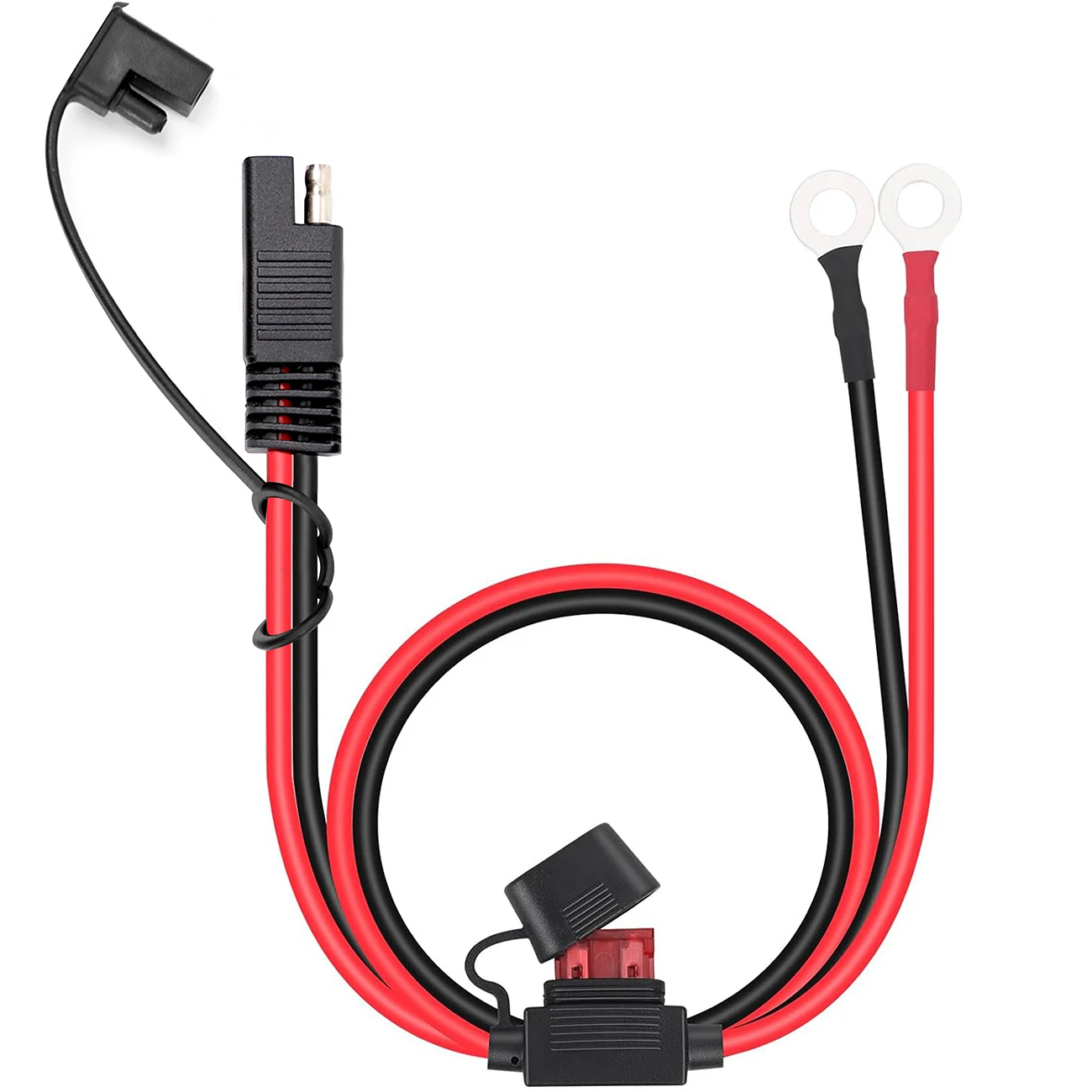 

60CM 18AWG 16AWG 14AWG 12AWG 10AWG SAE Battery Charging Cable SAE to O Ring Terminal Connectors Harness Wire Cord with Fuse