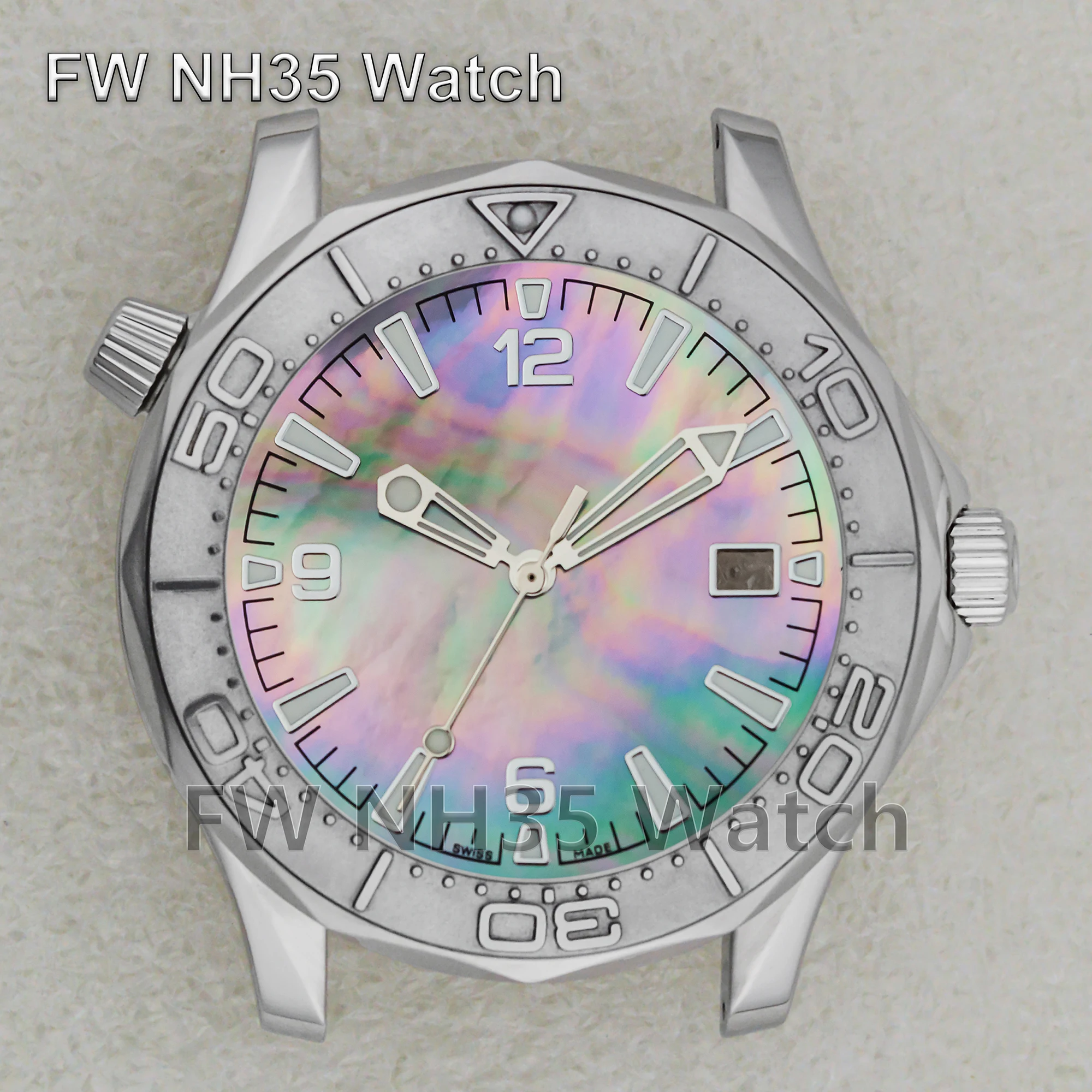 NH35 Watch Case Shell Dial Luminous Hands Ceramic Bezel for Mod Seamaster 300 Watch Parts Repair Tool Fit NH35 Movement