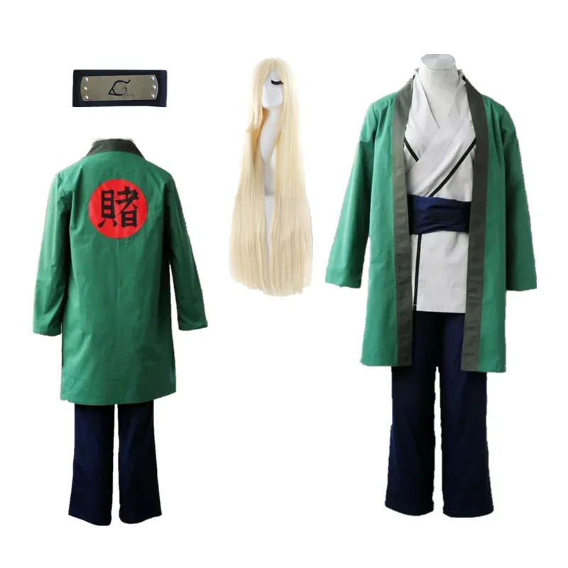 2025 Anime New Hot Tsunade costume Halloween Green kimono with wigs comic cosplay AA