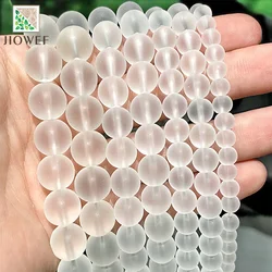 4/6/8/10/12mm Natural Matte Transparent White Quartz Round Beads DIY Handmade Bracelet Necklace for Jewelry Making 15'' Strand