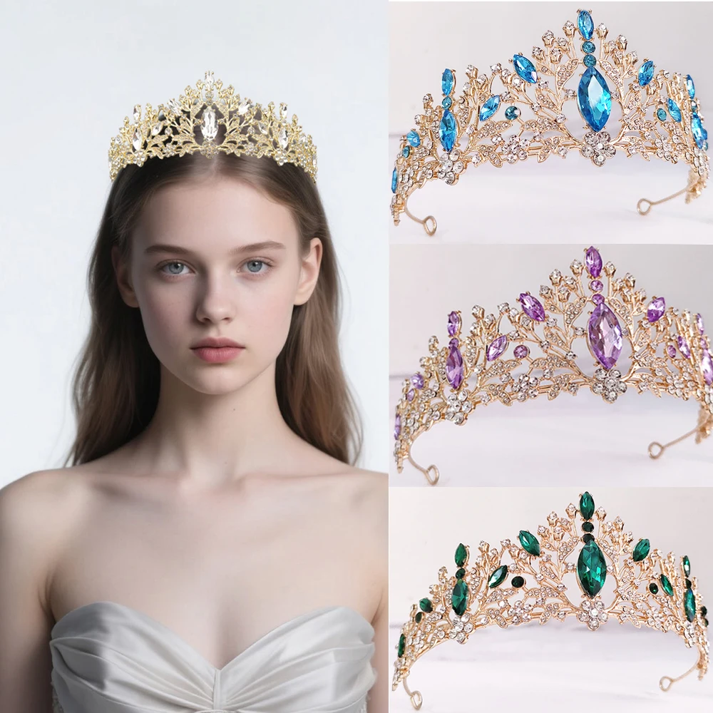 تاج الزفاف للعروس – تاج الأميرة الكريستالي، غطاء رأس من حجر الراين اللؤلؤي المزيف، إكسسوارات شعر الزفاف العتيقة