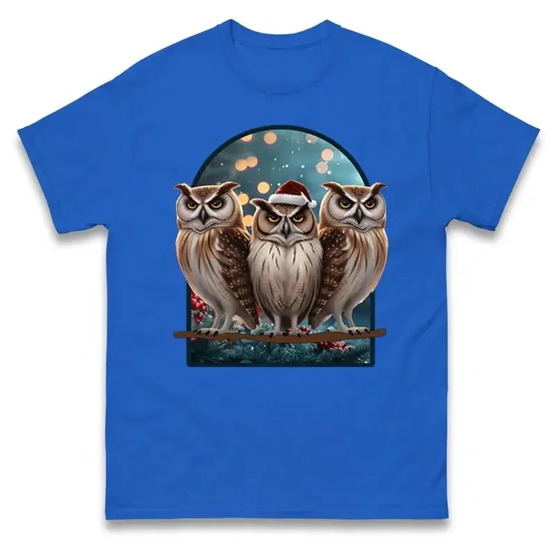 Cute Owls With Santa Hat Merry Christmas T Shirt Fun Festive