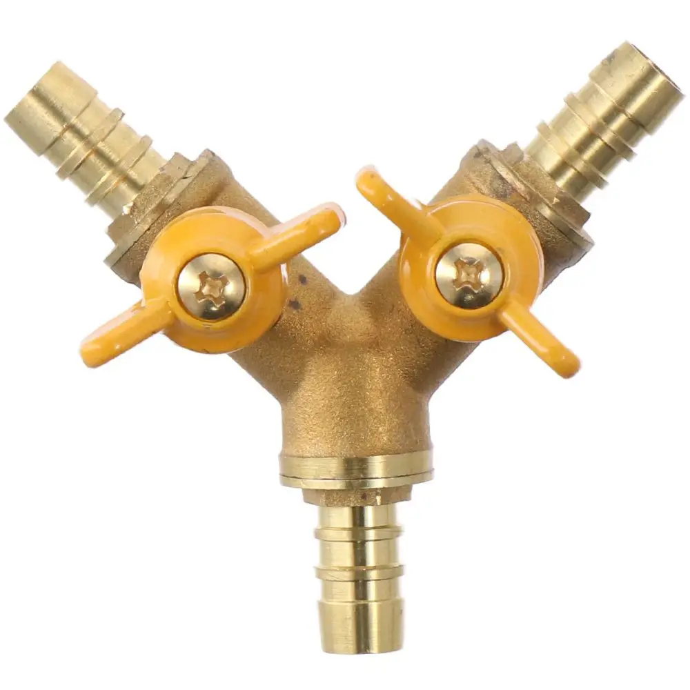 11mm Hose Barb Shut Off Ball Valve Durable 2 Switch Brass Ball Valve Adapter 3 Way Y Shaped Valve Fuel Gas Water Oil