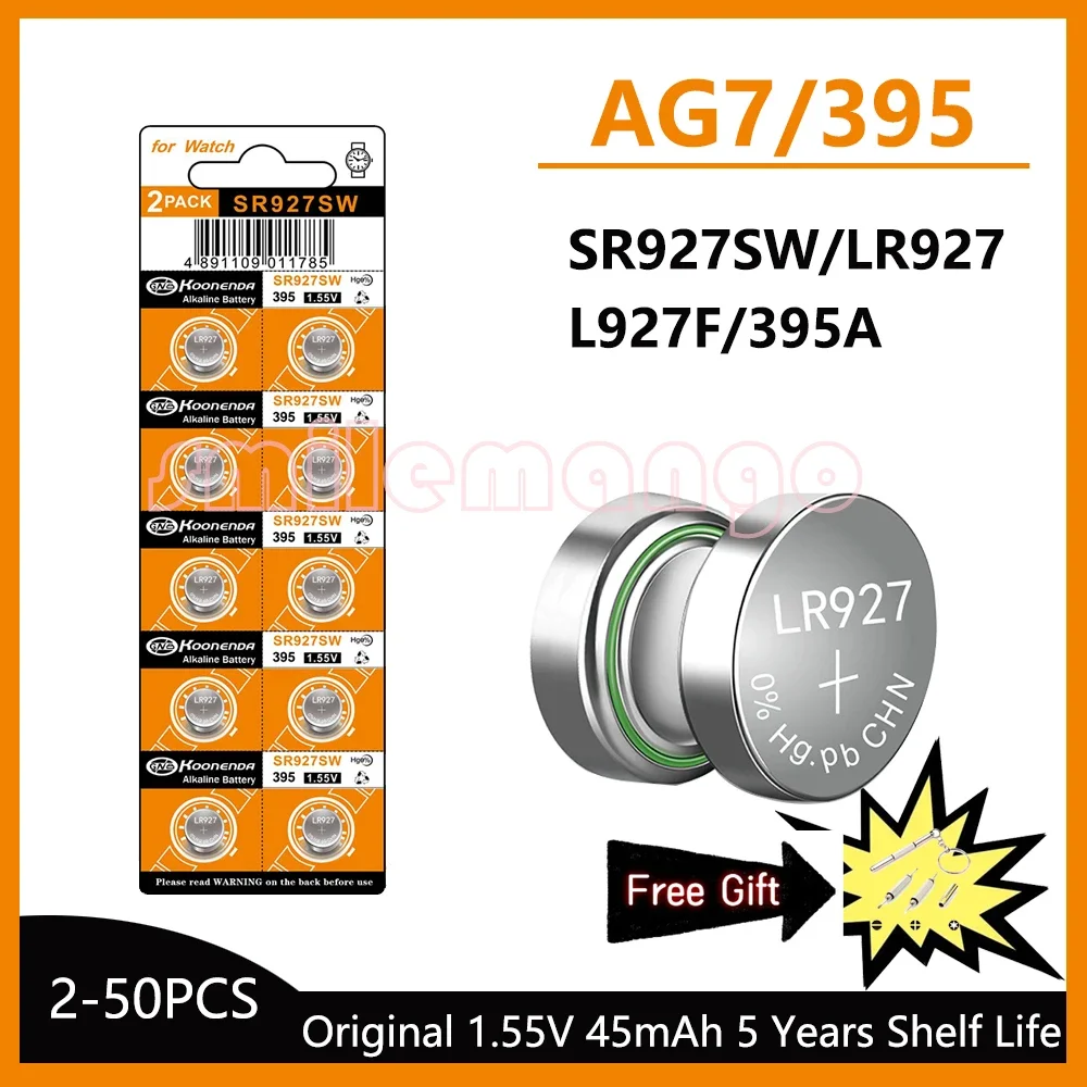 2-50יחידות1.55V45mAhAG7תאמטבעאלקלייןLR927LR57SR927W399GR927395Aסוללותכפתורלשעוןצעצועיםתארחוק-AliExpress