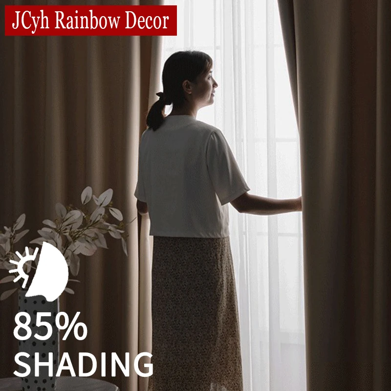 High Shading Blackout Curtains for Living Room Kids Bedroom Windows Solid Curtain Ready-made Cortinas Door Tende Occultant Decor